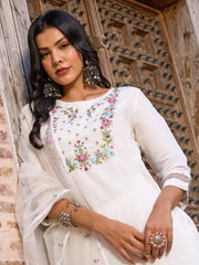 Pure White Floral Embroidered Kurta Set