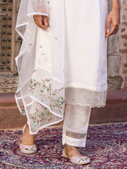 Pure White Floral Embroidered Kurta Set