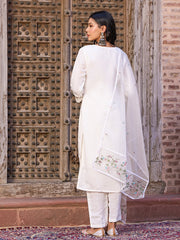 Pure White Floral Embroidered Kurta Set