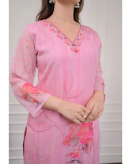 Baby Pink Floral Printed Kurta Set