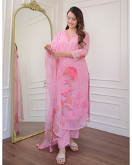 Baby Pink Floral Printed Kurta Set