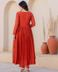Terracotta Red Kurta Set with Dupatta