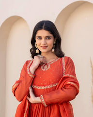 Terracotta Red Kurta Set with Dupatta
