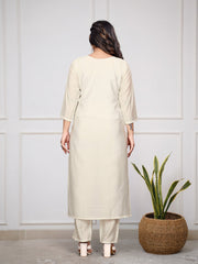 Ivory Silk Kurta Set with Grey Banarasi Dupatta