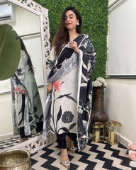 White Printed Kurta Set with Dupatta