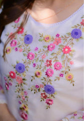 White Floral Embroidered Kurta Set with Dupatta