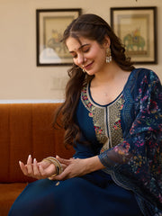 Dusty Rose Kurta Set with Floral Print Dupatta