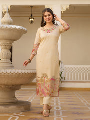 Dusty Rose Kurta Set with Floral Print Dupatta
