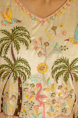 Dusty Rose Kurta Set with Floral Print Dupatta