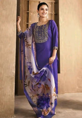 Royal Blue Embroidered Kurta Set