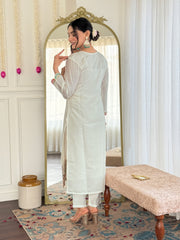 Ivory Embroidered Kurta Set with Dupatta