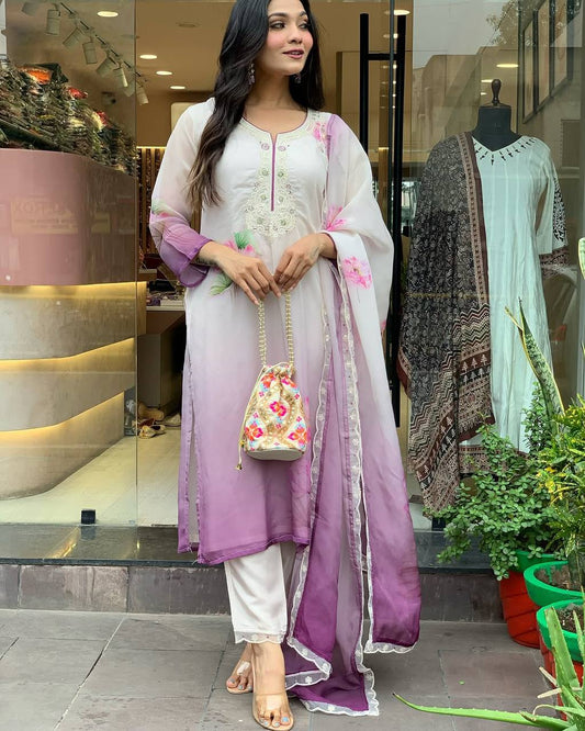 Lilac Floral Kurta Set