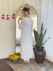 White Kurta Set with Lime Dupatta