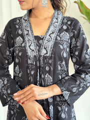 Dusty Rose Kurta Set with Floral Print Dupatta