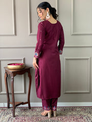 Rani Pink Silk Kurta Set with Banarasi Dupatta