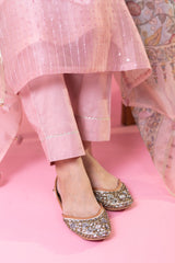 Dusty Rose Kurta Set with Floral Print Dupatta