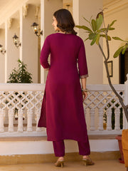 Dusty Rose Kurta Set with Floral Print Dupatta