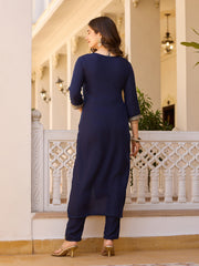 Dusty Rose Kurta Set with Floral Print Dupatta