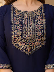 Dusty Rose Kurta Set with Floral Print Dupatta