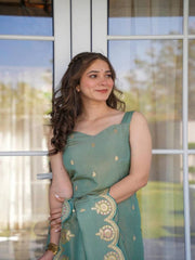 Dusty Rose Kurta Set with Floral Print Dupatta