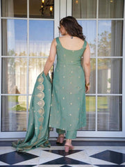 Dusty Rose Kurta Set with Floral Print Dupatta