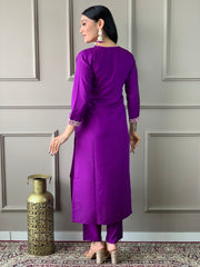 Royal Purple Silk Kurta Set with Banarasi Dupatta