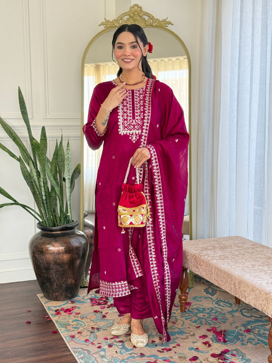 Orange Anarkali Set with White Floral Print