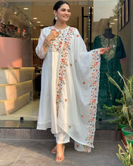 White Embroidered Kurta Set with Dupatta