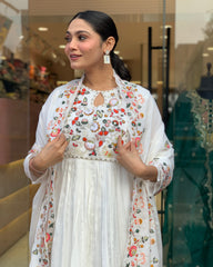 White Embroidered Kurta Set with Dupatta