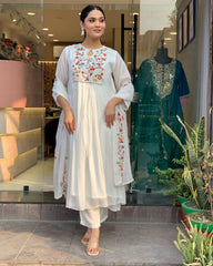 White Embroidered Kurta Set with Dupatta