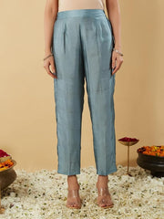 Powder Blue Silk Kurta Set with Embroidered Dupatta