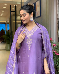 Lavender Silk Kurta Set with Banarasi Dupatta