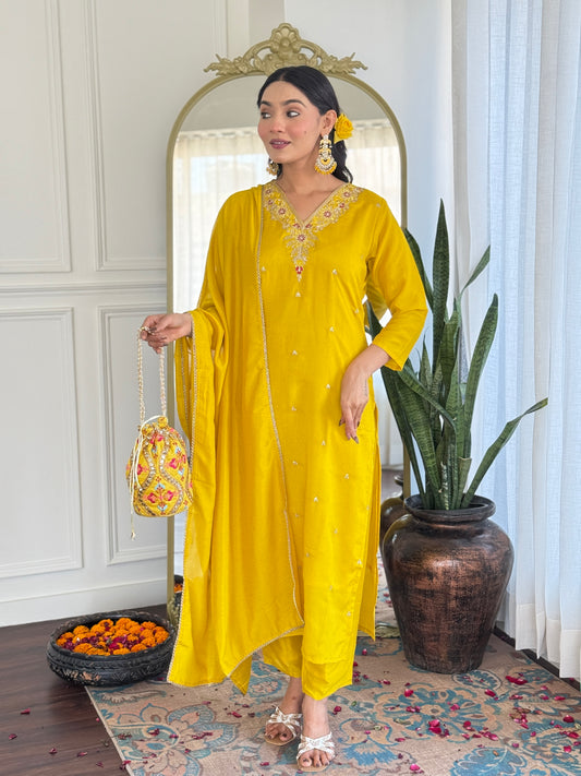 Teal Blue Embroidered Kurta Set