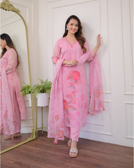 Baby Pink Floral Printed Kurta Set