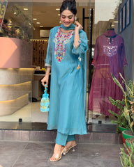 Maroon Silk Anarkali Set with Embroidered Yoke