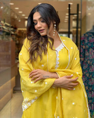 Lavender Chanderi Kurta Set with Embroidered Dupatta