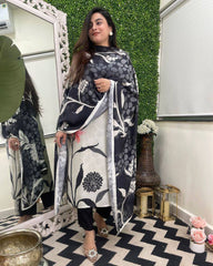 White Printed Kurta Set with Dupatta
