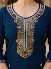 Dusty Rose Kurta Set with Floral Print Dupatta