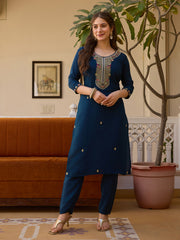 Dusty Rose Kurta Set with Floral Print Dupatta