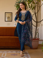 Dusty Rose Kurta Set with Floral Print Dupatta