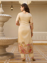 Dusty Rose Kurta Set with Floral Print Dupatta