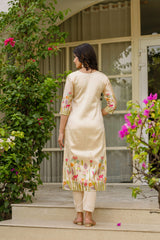 Red Anarkali Kurta Set with Gold Embroidery
