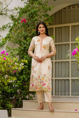 Red Anarkali Kurta Set with Gold Embroidery