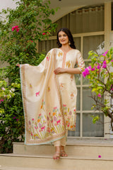 Red Anarkali Kurta Set with Gold Embroidery