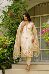 Red Anarkali Kurta Set with Gold Embroidery