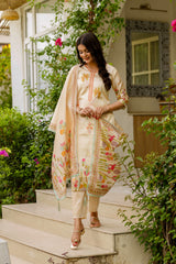 Red Anarkali Kurta Set with Gold Embroidery