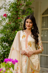 Red Anarkali Kurta Set with Gold Embroidery