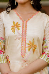 Red Anarkali Kurta Set with Gold Embroidery