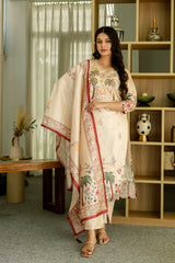 Dusty Rose Kurta Set with Floral Print Dupatta