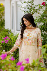 Dusty Rose Kurta Set with Floral Print Dupatta